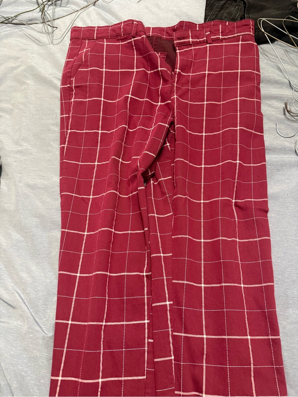Men's Red Windowpane Dress Pants
